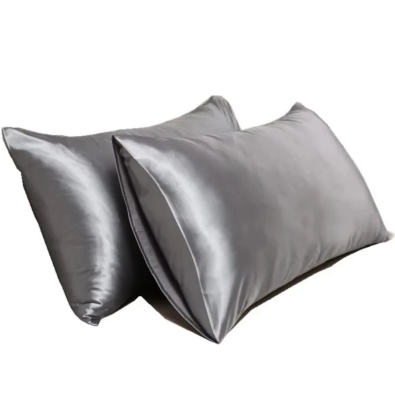 Gray silk pillowcase set of 2 showing luxurious sheen