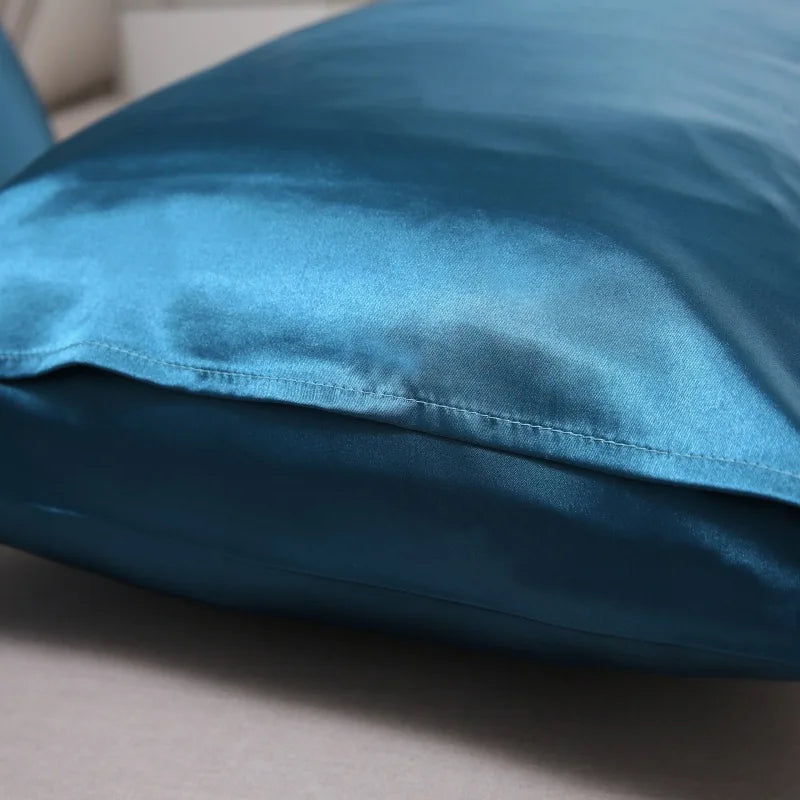 Silk pillowcase envelope closure showing quality stitching and construction