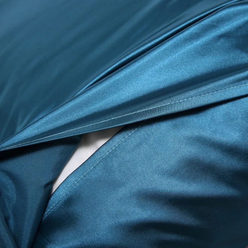 Close-up of silk pillowcase showing smooth fabric texture and quality stitching