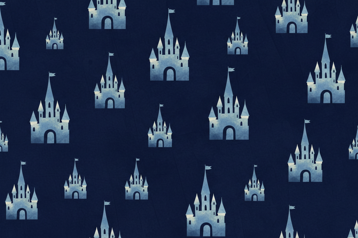 Dark blue background with castle patterns